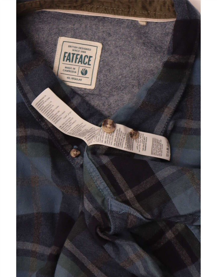 Camisa masculina de flanela de ajuste regular Fat Face 4XL algodão xadrez azul marinho