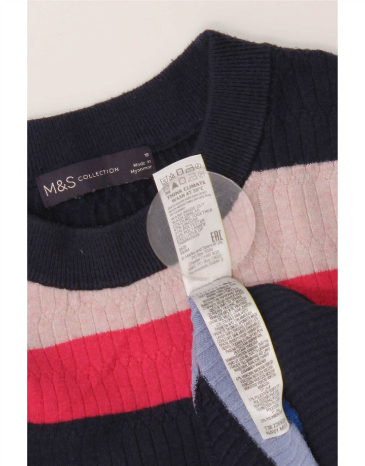 Suéter feminino Marks & Spencer com gola redonda Reino Unido 16 grande multicolorido