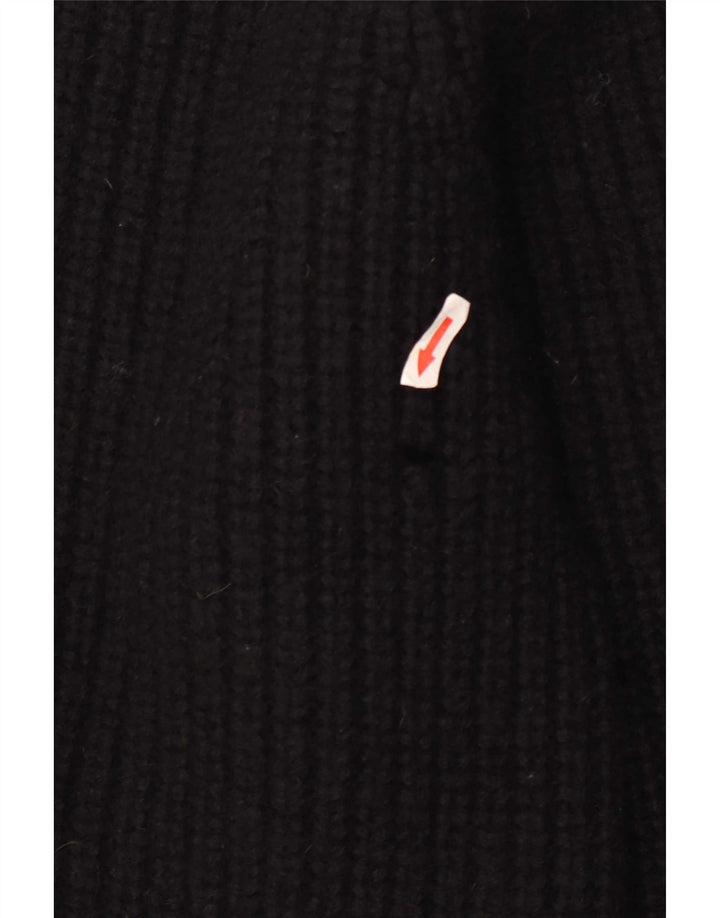 The Sweater Shop Suéter masculino com gola canoa médio preto de lã nova