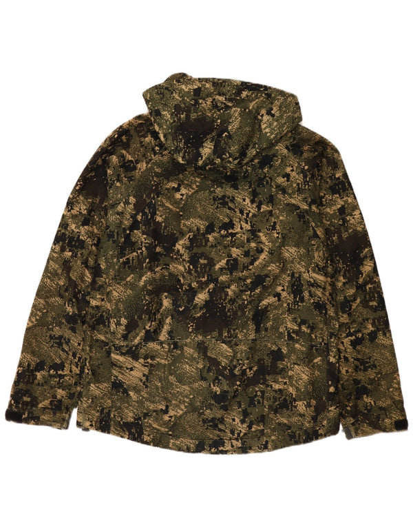 Jaqueta corta-vento feminina vintage com capuz IT 50 XL camuflagem cáqui