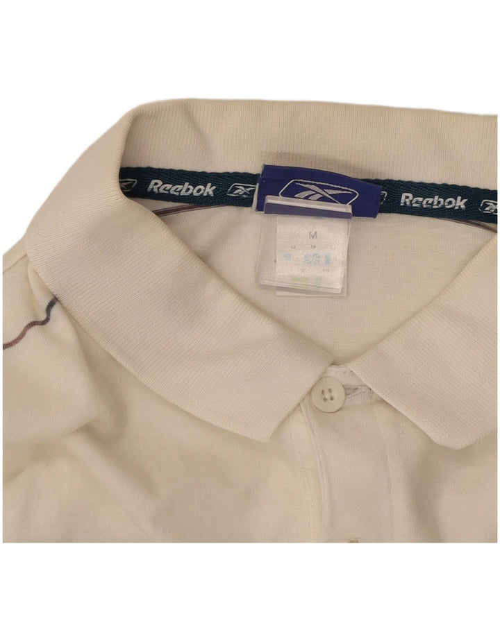 Camisa polo masculina REEBOK de algodão listrado branco médio