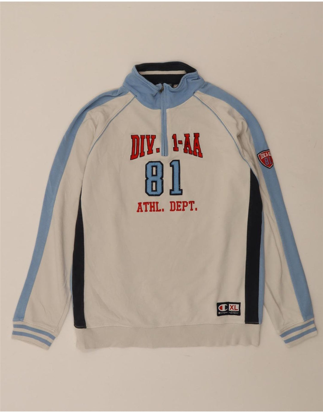 CHAMPION Meninos moletom gráfico jumper 13-14 anos XL branco colorblock