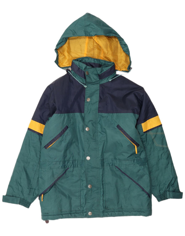 Jaqueta de chuva com capuz masculina vintage UK 42 XL verde Colourblock Nylon