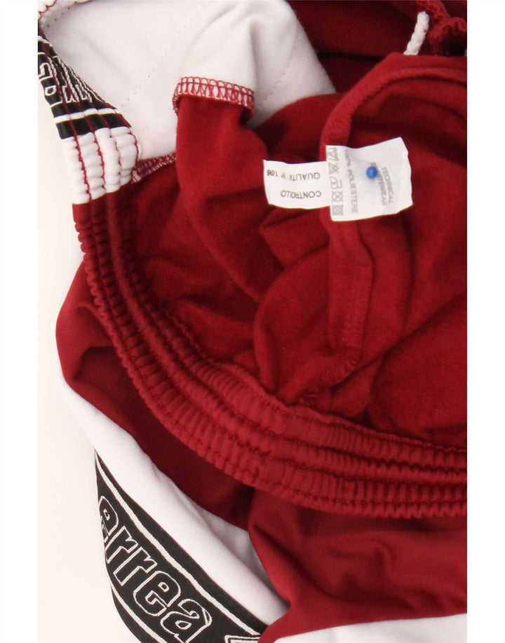 Calça de treino masculina Errea com estampa gráfica grande em poliéster colorblock cor de vinho