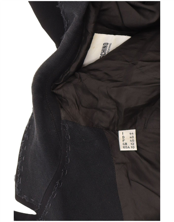 Moschino Jaqueta Blazer Feminina Barato e Chique Reino Unido 12 Médio Preto Rayon