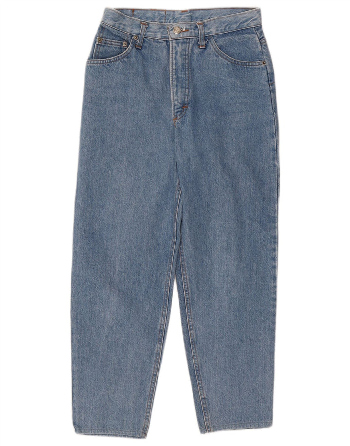Jeans vintage feminino cortado cônico W28 L25 azul