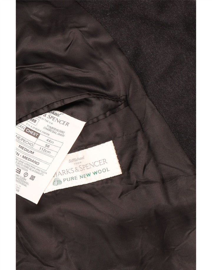 Jaqueta blazer masculina Marks & Spencer com peito duplo Reino Unido 44 XL cinza nova lã