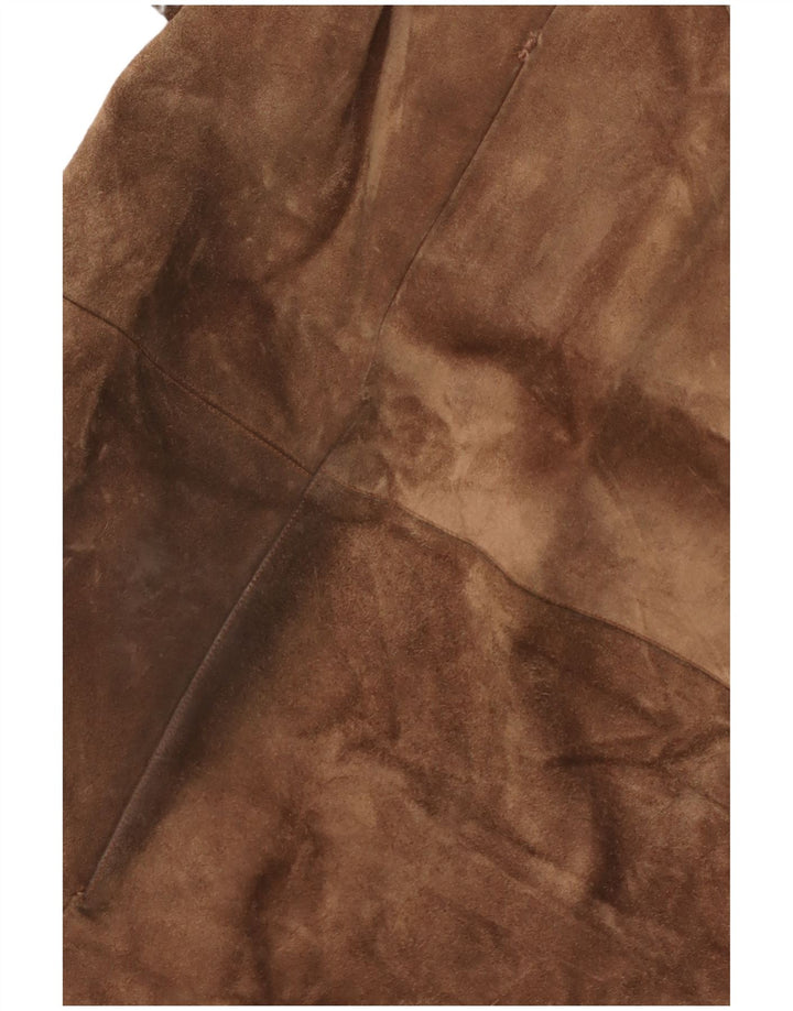 Sobretudo feminino vintage de camurça sherpa Reino Unido 14 marrom médio