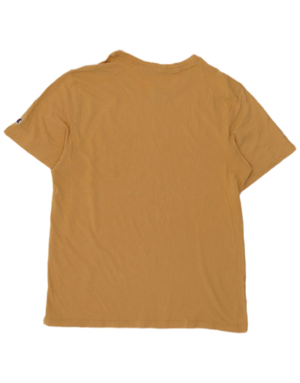 Camiseta masculina estampada Champion grande algodão amarelo