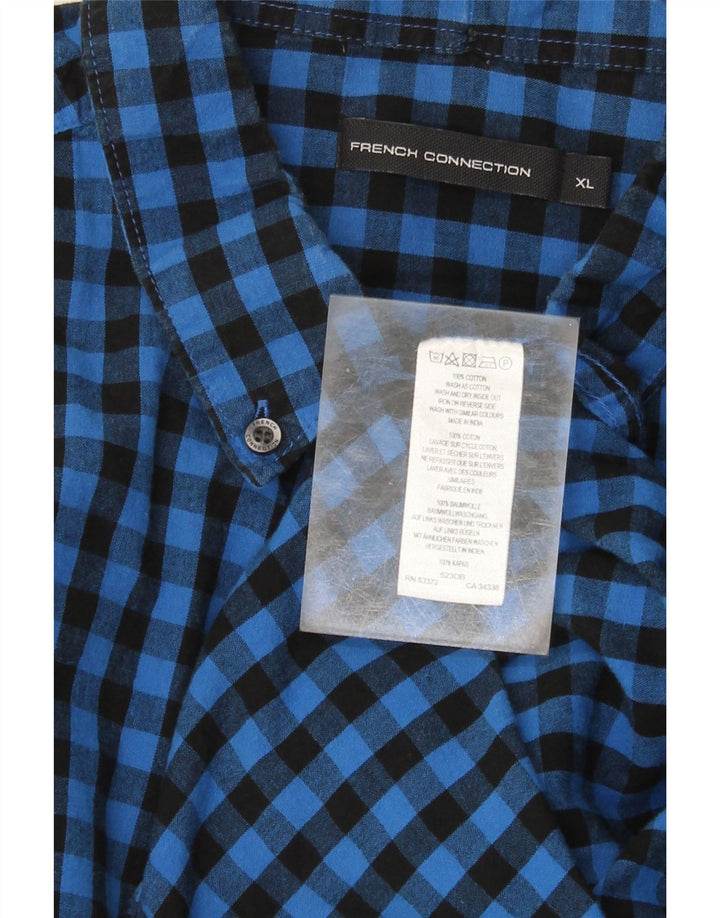 Camisa masculina French Connection XL azul algodão guingão