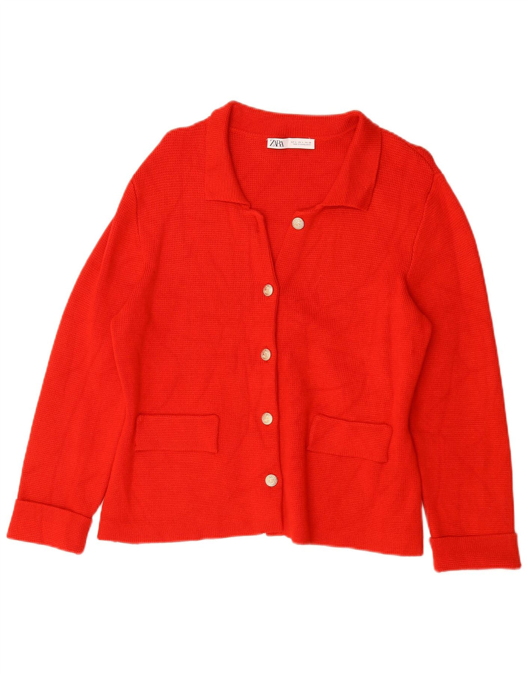 Suéter cardigã feminino Zara Reino Unido 16 grande viscose vermelha
