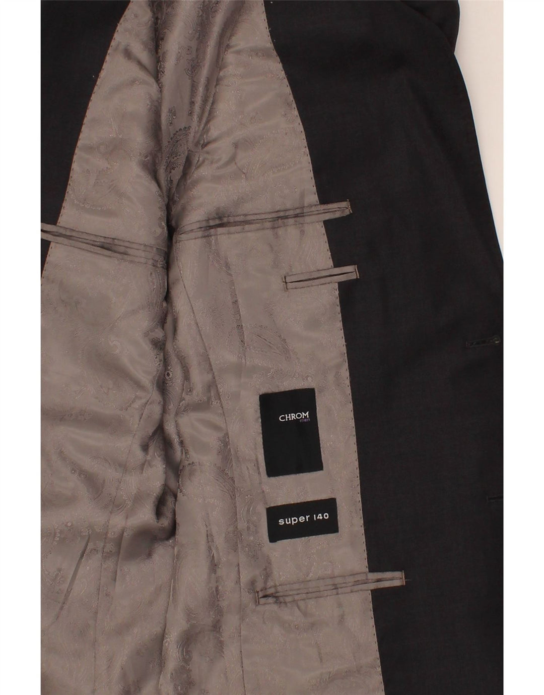 Terno masculino CHROM com 2 botões e 2 peças Reino Unido 38 médio W32 L30 preto