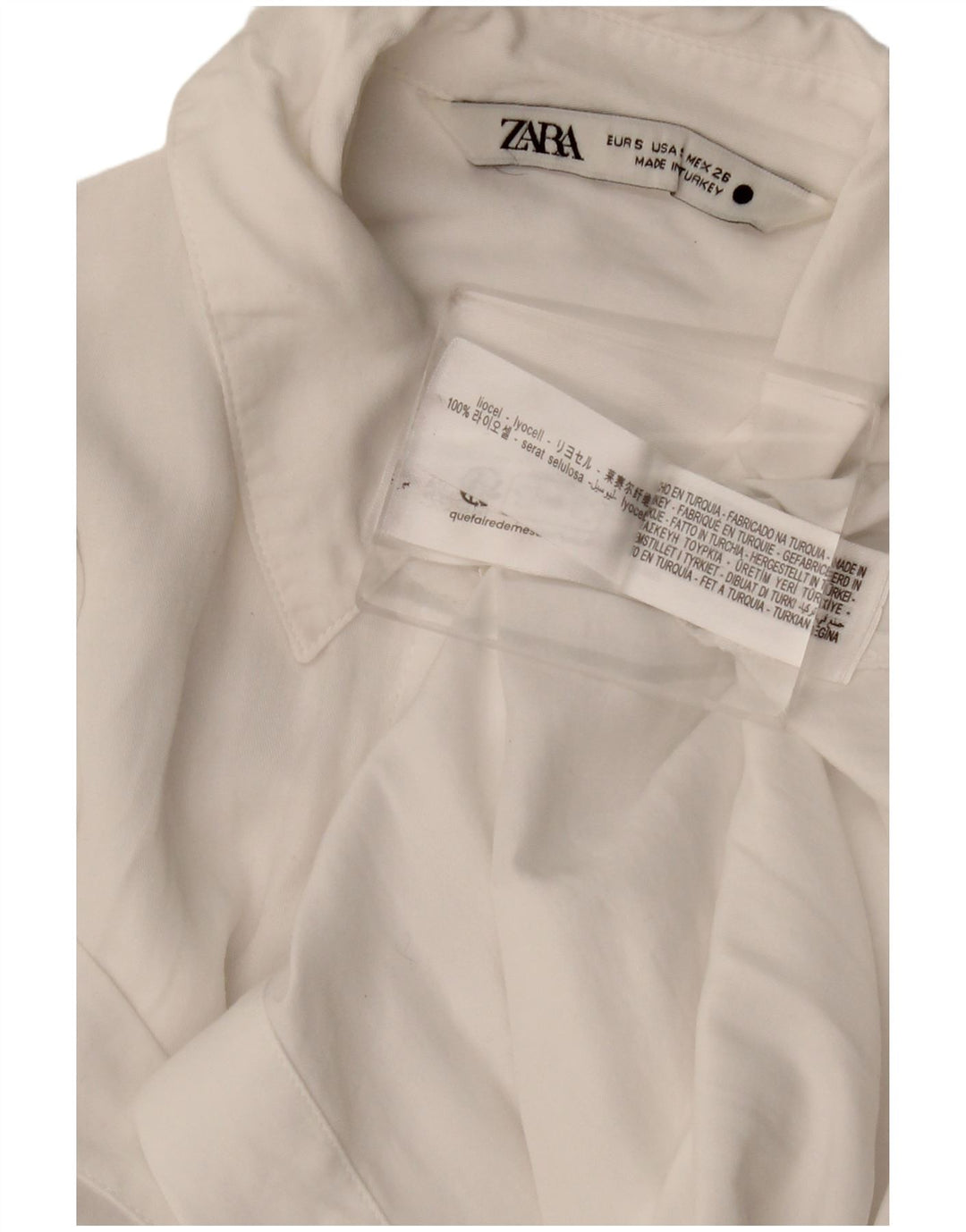 Zara Camisa Feminina UK 10 Pequena Lyocell Branca