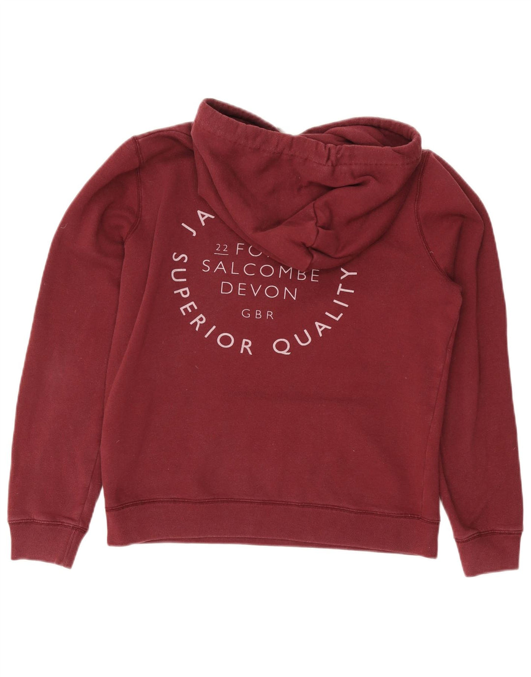 JACK WILLS Suéter feminino com capuz gráfico Reino Unido 12 algodão médio Borgonha
