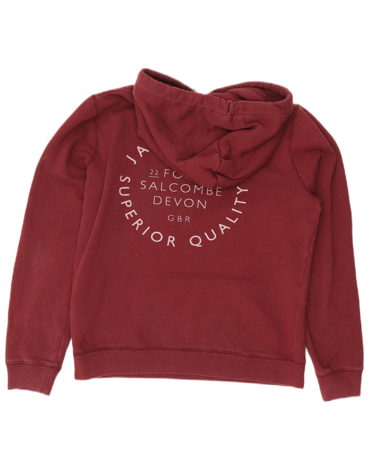 JACK WILLS Suéter feminino com capuz gráfico Reino Unido 12 algodão médio Borgonha