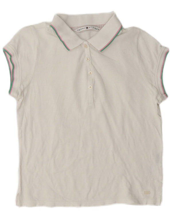 Camisa polo feminina Tommy Hilfiger UK 14 grande algodão branco