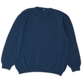 Suéter masculino VINTAGE com decote em V IT 54/56 XL azul lã nova