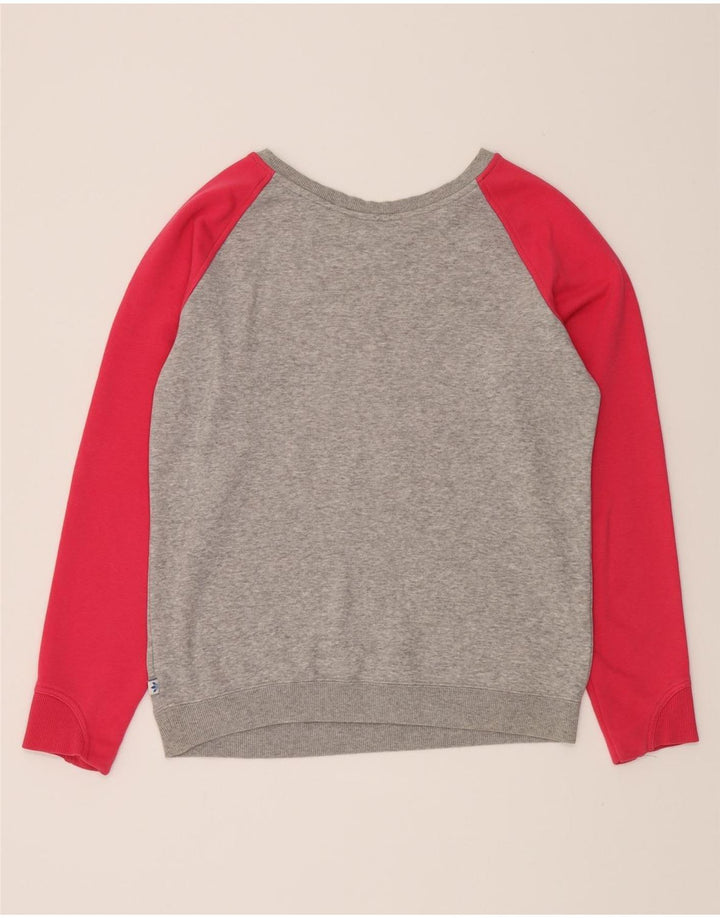 ADIDAS Womens Graphic Sweatshirt Jumper UK 12 Medium Grey Colourblock Vintage Adidas and Second-Hand Adidas from Messina Hembry 