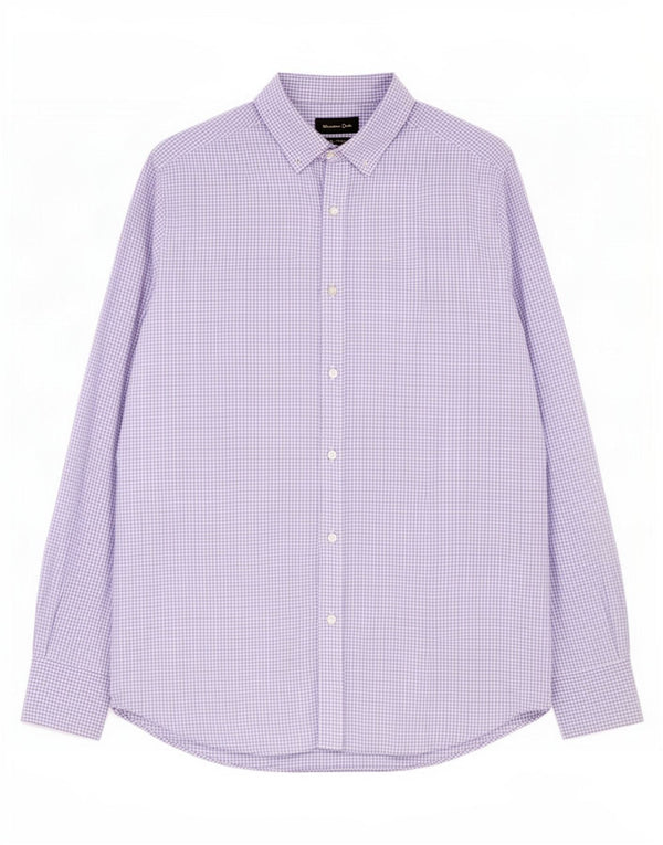 Camisa masculina Massimo Dutti média roxa guingão