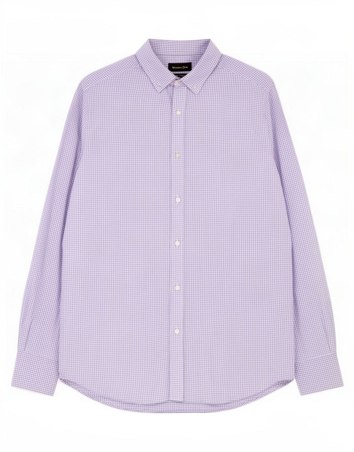 Camisa masculina Massimo Dutti média roxa guingão