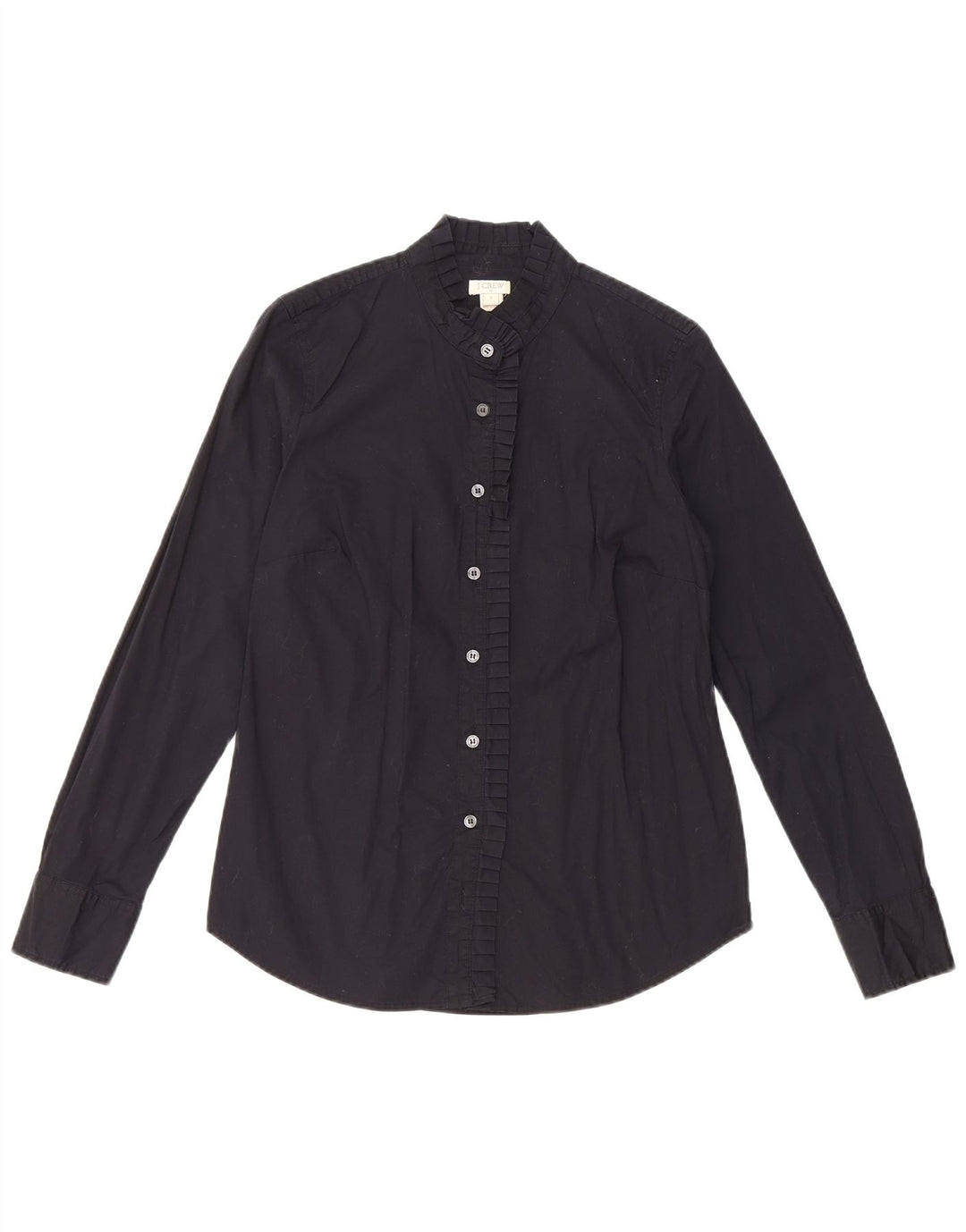 J. Crew Camisa feminina com babados na frente Reino Unido 10 pequeno algodão preto