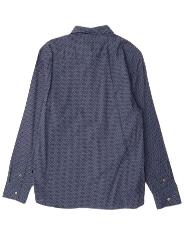 Ted Baker Mens Shirt Size 3 Medium Blue Houndstooth Cotton