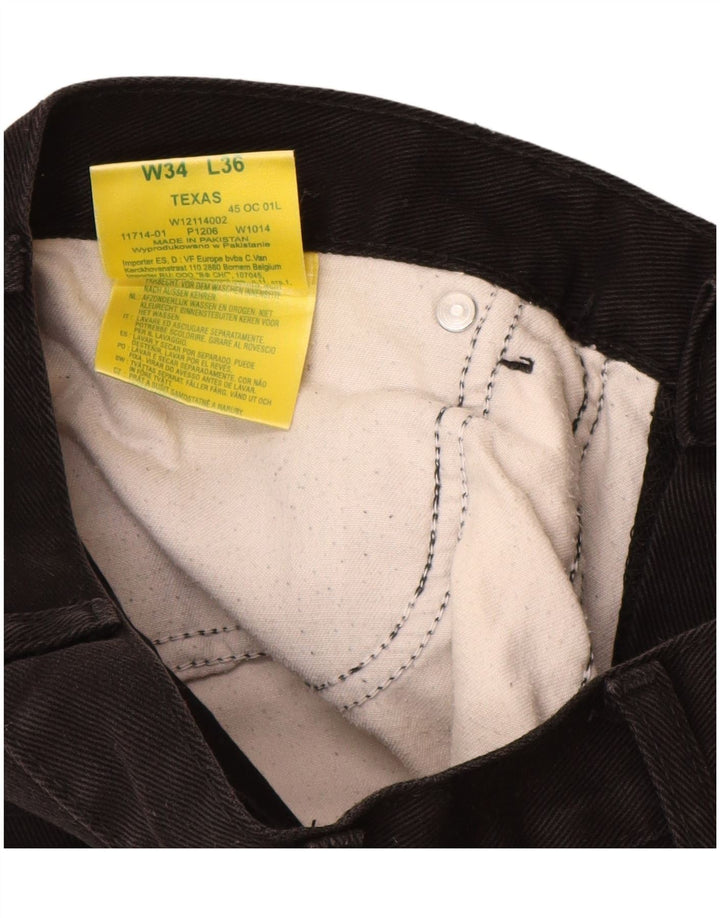 WRANGLER Masculino Texas Straight Jeans W34 L32 Algodão Preto