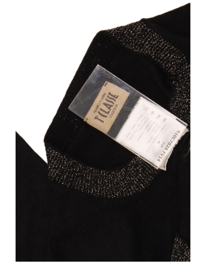 Suéter feminino ALVIERO MARTINI com gola redonda IT 40 preto pequeno