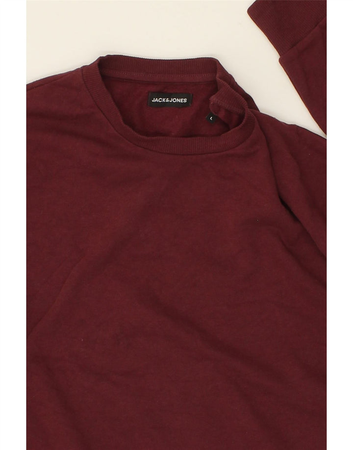 JACK & JONES Mens Sweatshirt Jumper Large Burgundy Cotton Vintage Jack & Jones and Second-Hand Jack & Jones from Messina Hembry 