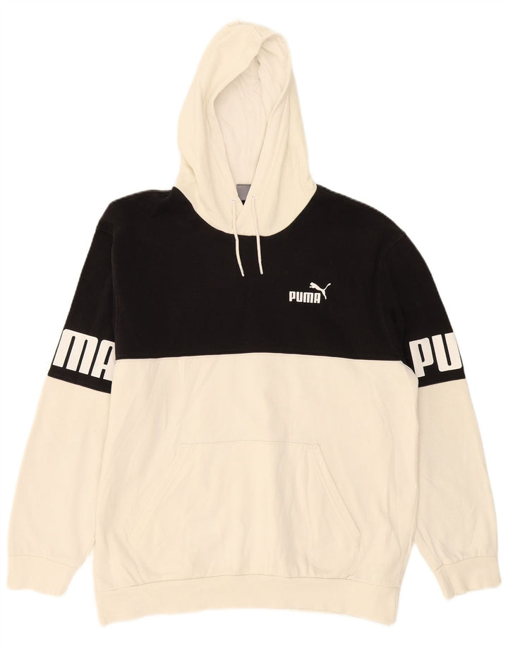 PUMA masculino gráfico moletom com capuz grande off white algodão colorblock