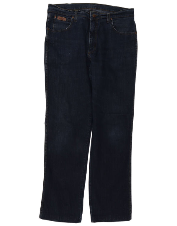 Wrangler Masculino Texas Stretch Straight Jeans W36 L34 Azul Marinho Algodão