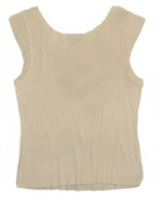 Top feminino Benetton Crop Graphic Vest UK 4 XS Off White Floral Tropical