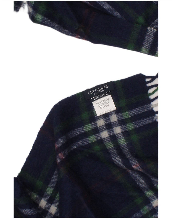 Cachecol masculino retangular GUTTERIDGE, tamanho único, azul marinho, xadrez, lã, clássico