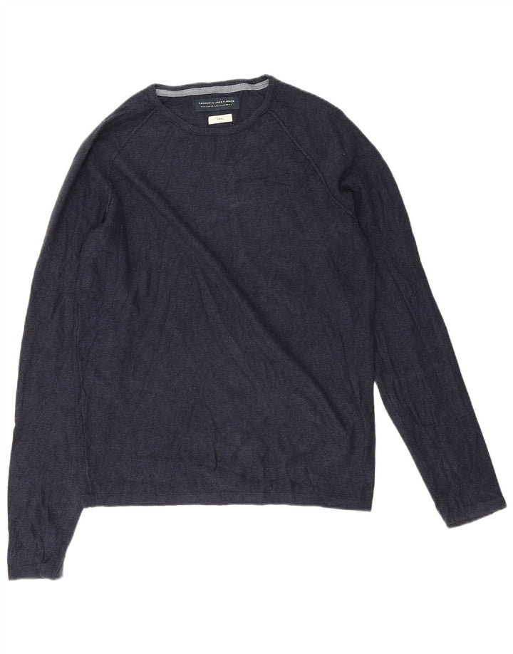 Jack & Jones Top masculino de manga comprida pequeno algodão azul marinho
