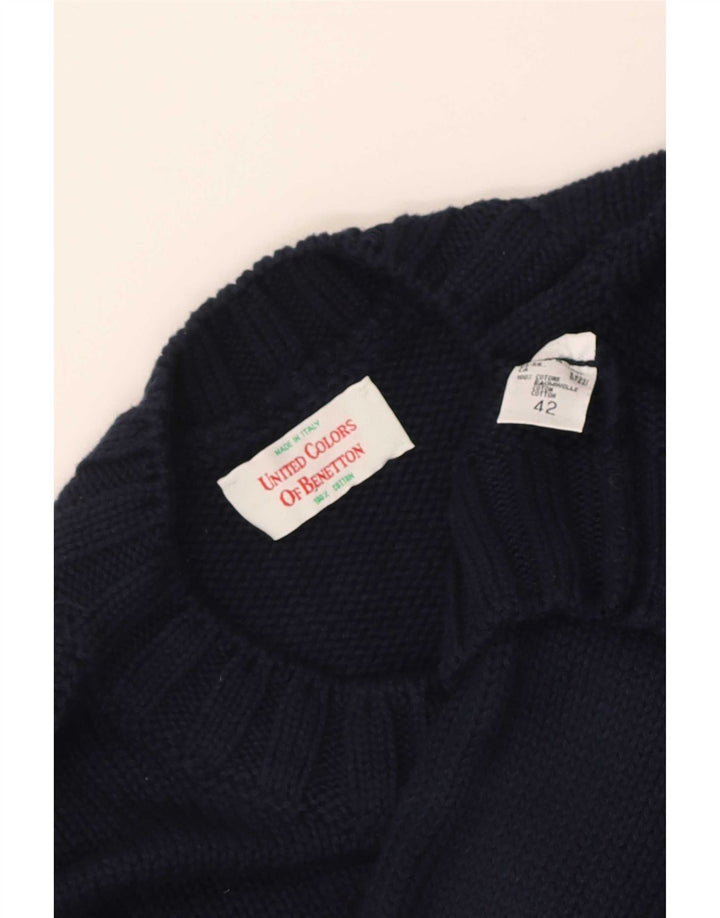 Suéter feminino Benetton com gola redonda IT 42 médio azul marinho floral
