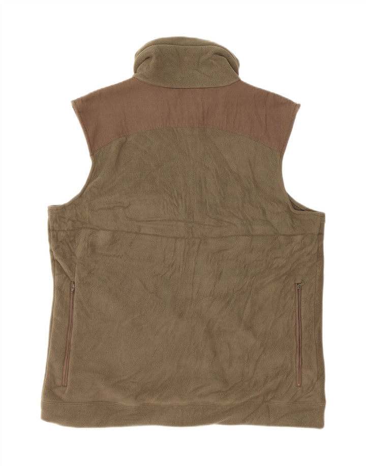 Gilet de lã feminino vintage UK 18 XL poliéster cáqui