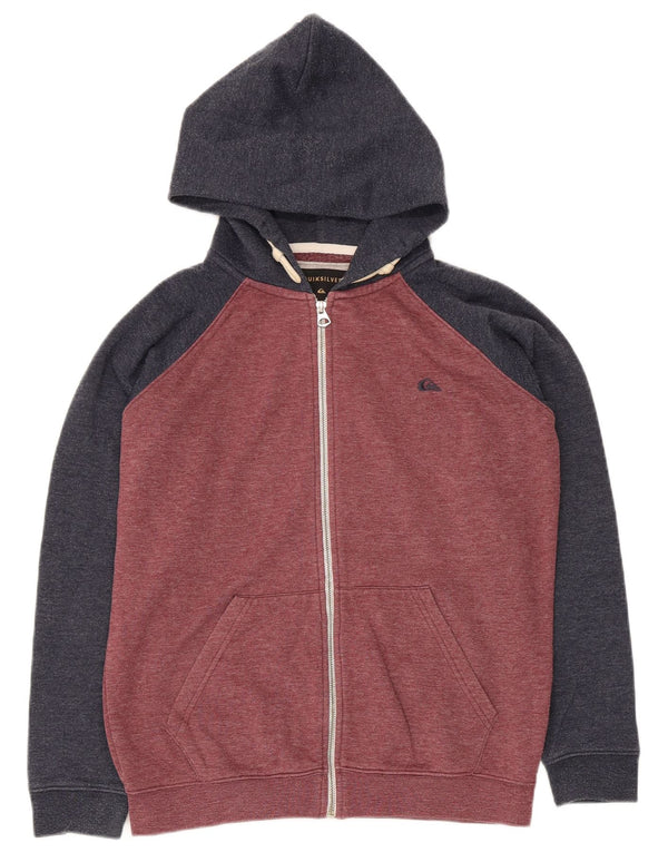 Suéter Quiksilver Boys com capuz e zíper 13-14 anos vermelho algodão colorblock