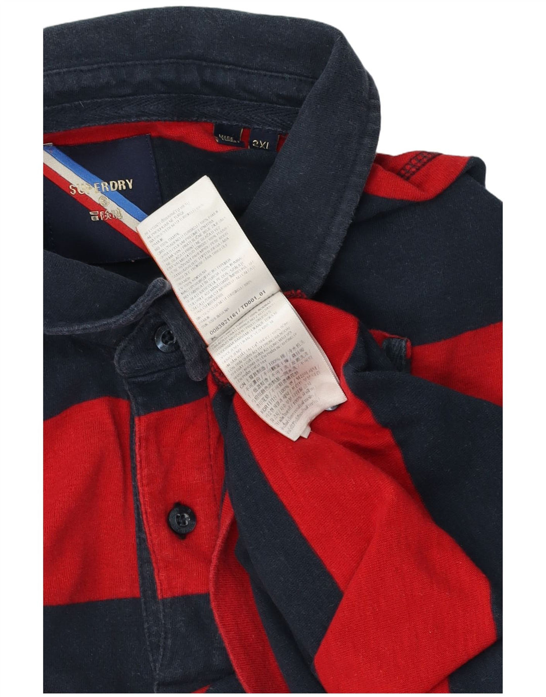 Camisa polo masculina Superdry 2XL algodão listrado vermelho