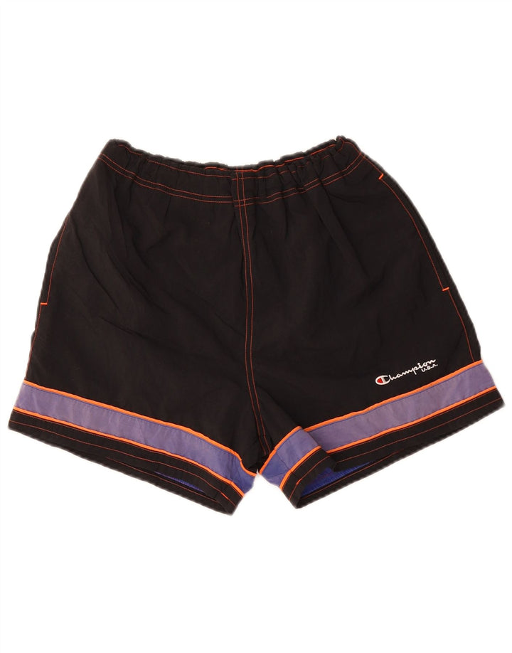 Shorts esportivos masculinos Champion médio preto colorblock poliéster esportivo