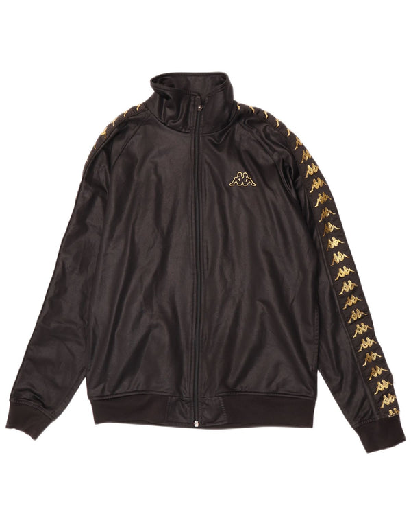 Kappa Mens Graphic Tracksuit Top Jacket Pequeno Poliéster Preto