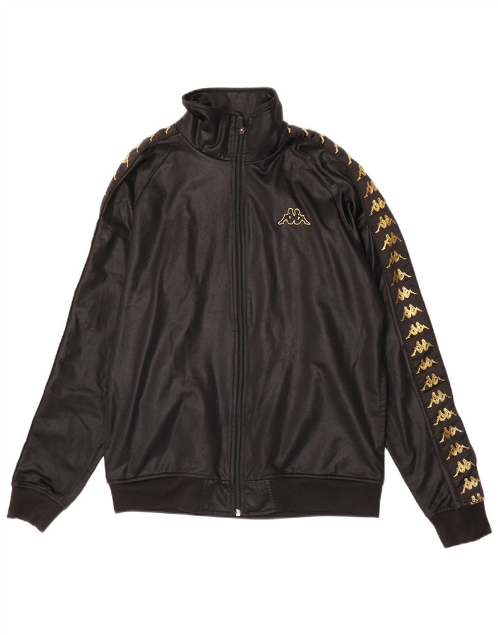Kappa Mens Graphic Tracksuit Top Jacket Pequeno Poliéster Preto