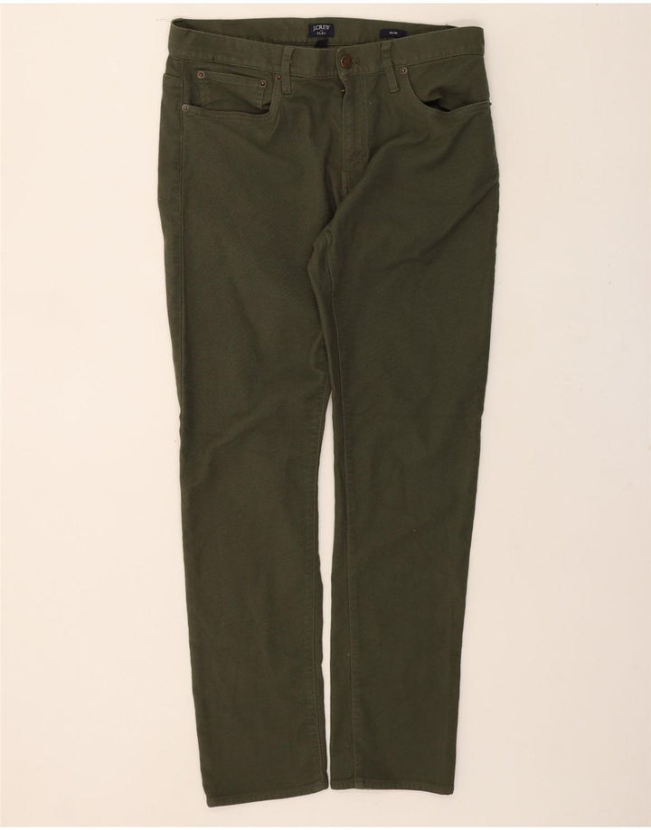 J. CREW Womens Flex Slim Casual Trousers W34 L32 Green Cotton Vintage J. Crew and Second-Hand J. Crew from Messina Hembry 