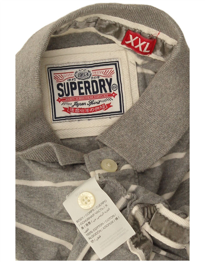 Camisa polo masculina Superdry 2XL algodão listrado cinza