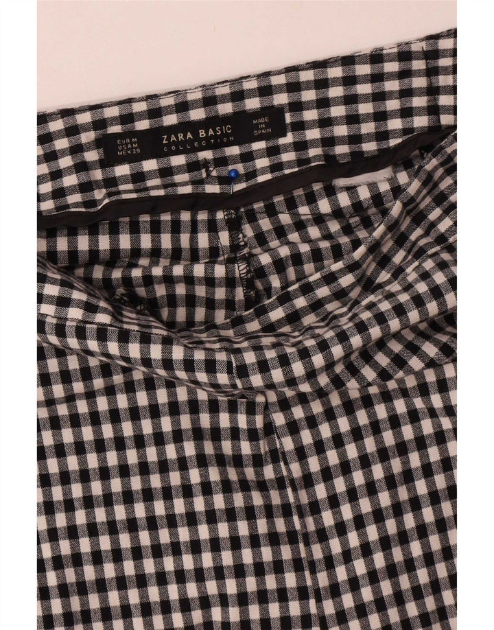 Zara Calça Chino Feminina Slim Médio W28 L28 Preto Gingham