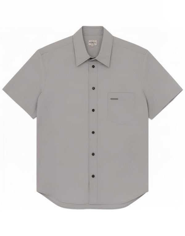 Calvin Klein Jeans Camisa masculina de manga curta grande algodão cinza