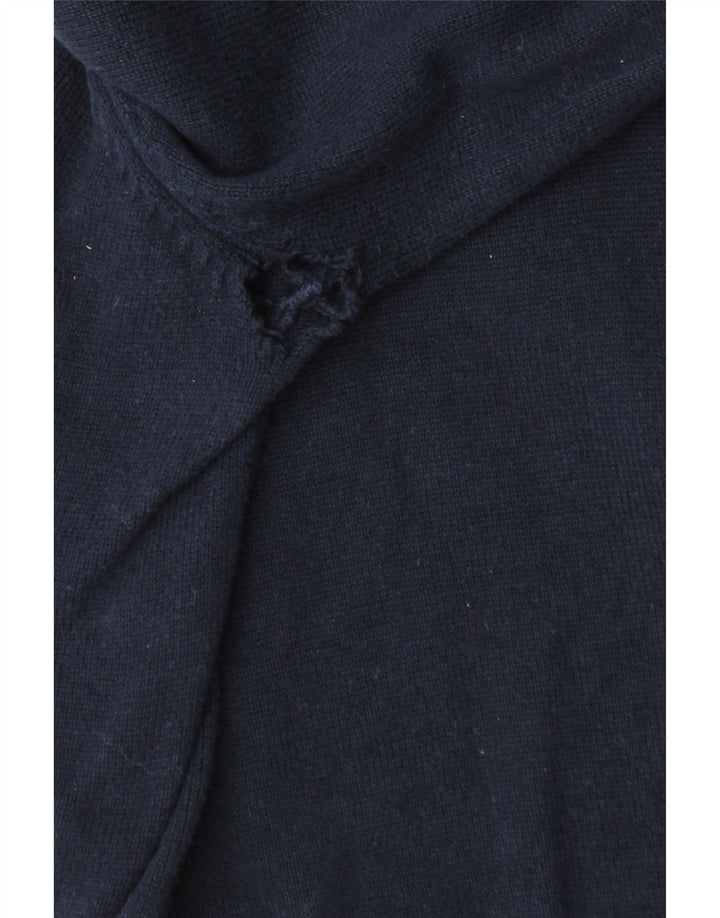 Suéter masculino Crew Clothing com zíper e gola alta de algodão azul marinho médio