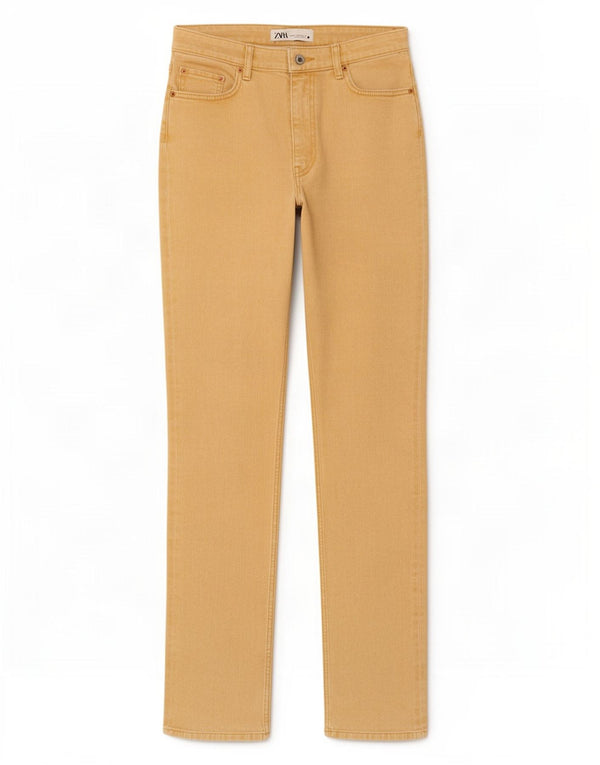 Zara Jeans Slim Feminino EU 36 XS W26 L33 Algodão Bege