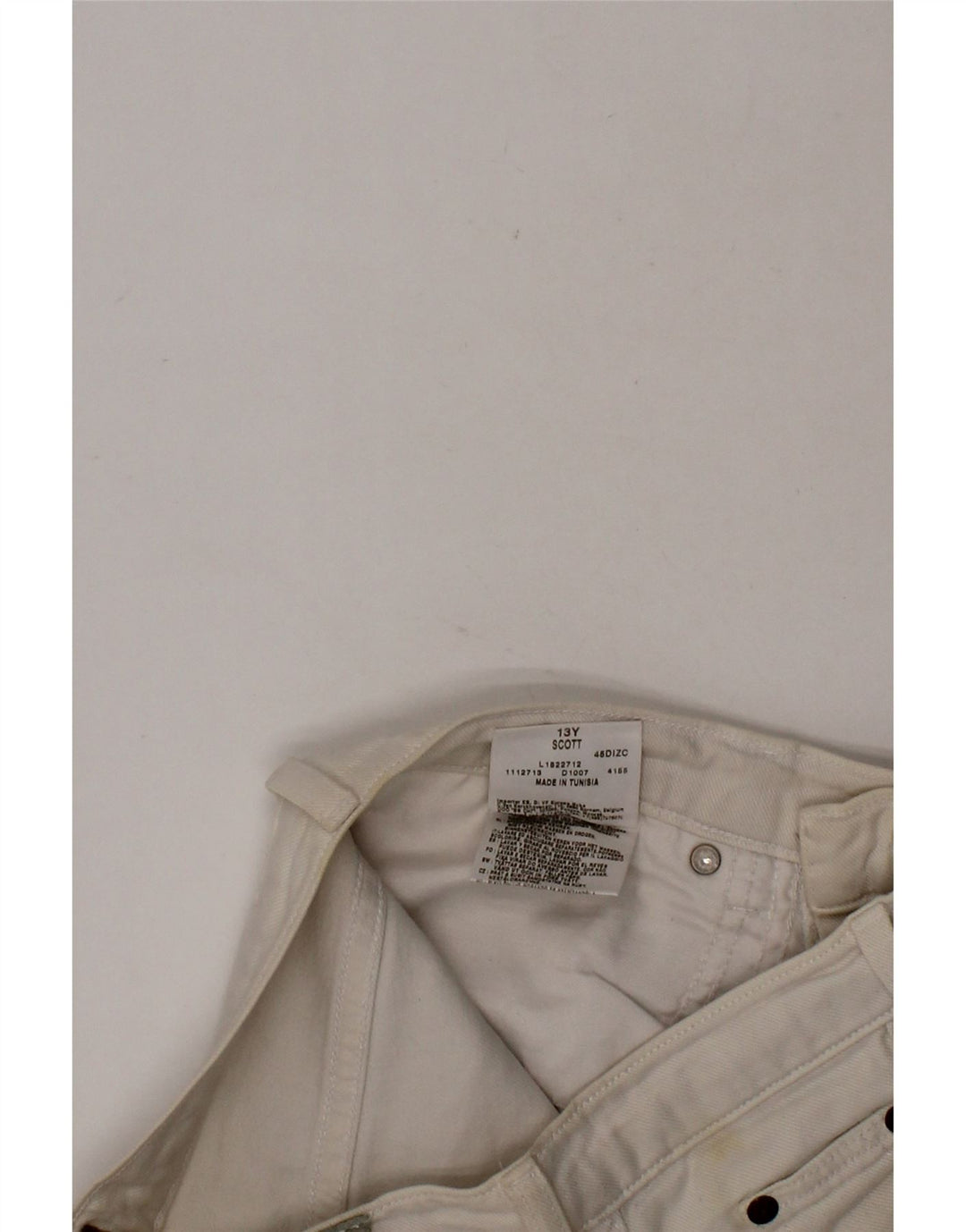 LEE Boys Straight Jeans 12-13 Years W26 L30 Off White Cotton Vintage Lee and Second-Hand Lee from Messina Hembry 