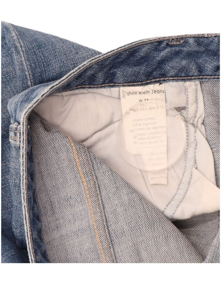 Calça jeans feminina Calvin Klein desgastada slim W29 L34 azul algodão