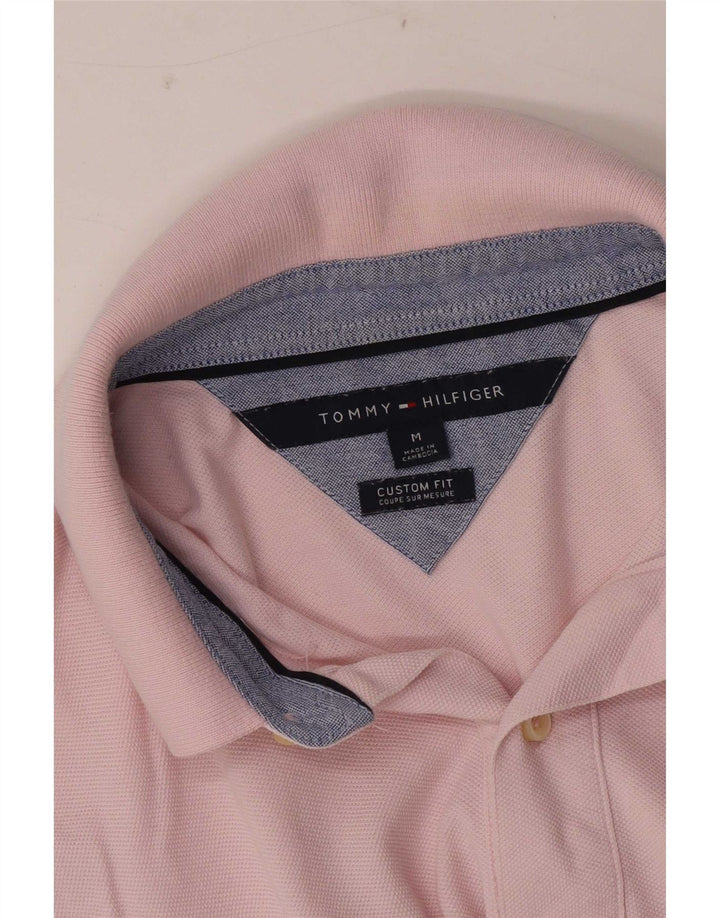 Camisa polo masculina Tommy Hilfiger Custom Fit rosa médio